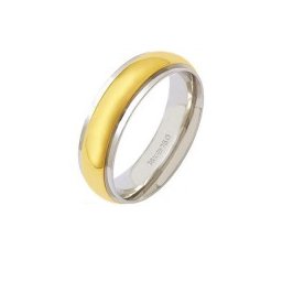 Aliança Anatômica de Ouro e Ouro Branco 18k 750 Largura 6.00mm Altura 2.00mm