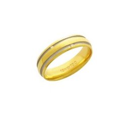Aliança Anatômica de Ouro 18k 750 com 2 Brilhantes de 1.00 Pontos Largura 5.50mm Altura 1.50mm