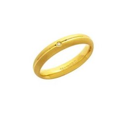 Aliança Anatômica de Ouro 18k 750 com 1 Brilhante de 1.00 Pontos Largura 3.90mm Altura 2.00mm