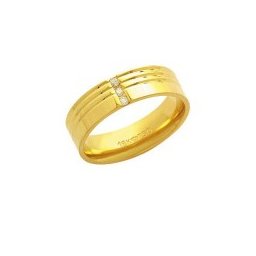 Aliança Anatômica de Ouro 18k 750 com 3 Brilhantes de 2.25 Pontos Largura 3.00mm Altura 1.30mm