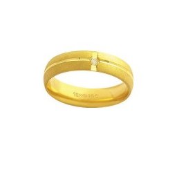 Aliança Anatômica de Ouro 18k 750 com 1 Brilhante de 2.25 Pontos Largura 5.00mm Altura 1.50mm