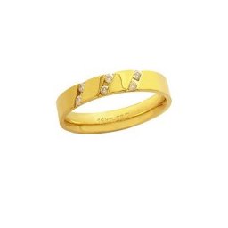 Aliança Anatômica de Ouro 18k 750 com 6 Brilhantes de 2.25 Pontos Largura 4.00mm Altura 1.50mm