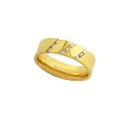 Aliança Anatômica de Ouro 18k 750 com 9 Brilhantes de 2.25 Pontos Largura 6.00mm Altura 1.70mm