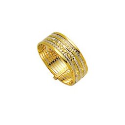 Aliança de Ouro Amarelo e Ouro Branco 18k 750 Largura 7.00mm Altura 0.50mm