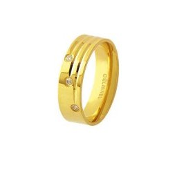 Aliança Anatômica de Ouro 18k 750 com 3 Brilhantes de 2.25 Pontos Largura 6.00mm Altura 1.50mm