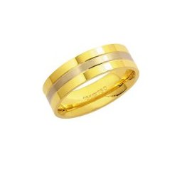 Aliança Anatômica de Ouro e Ouro Branco 18k 750 Largura 6.30mm Altura 1.70mm