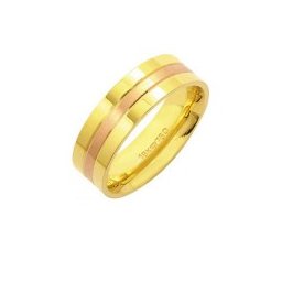 Aliança Anatômica de Ouro e Ouro Vermelho 18k 750 Largura 6.30mm Altura 1.70mm