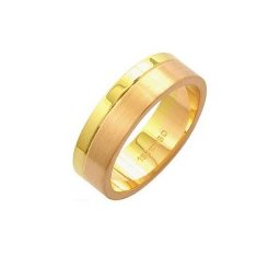 Aliança de Ouro e Ouro Vermelho 18k 750 Largura 6.00mm Altura 1.50mm