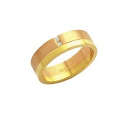 Aliança de Ouro e Ouro Vermelho 18k 750 com 2 Brilhantes de 2.25 Pontos Largura 6.00mm Altura 1.50mm