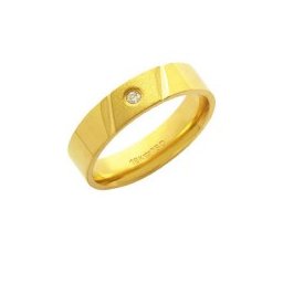 Aliança Anatômica de Ouro 18k 750 com 1 Brilhante de 2.25 Pontos Largura 5.00mm Altura 1.50mm