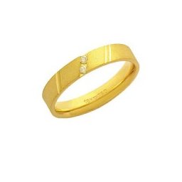Aliança Anatômica de Ouro 18k 750 com 2 Brilhantes de 2.25 Pontos Largura 4.00mm Altura 1.50mm