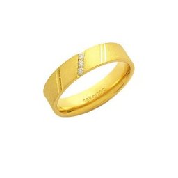 Aliança Anatômica de Ouro 18k 750 com 3 Brilhantes de 2.25 Pontos Largura 5.00mm Altura 1.50mm