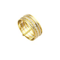 Aliança de Ouro Amarelo e Ouro Branco 18k 750 Largura 7.00mm Altura 0.50mm