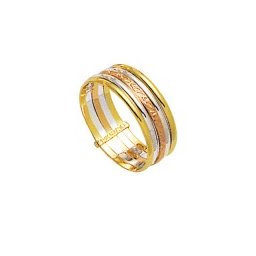 Aliança de Ouro Amarelo, Ouro Branco e Ouro Vermelho 18k 750 Largura 7.50mm Altura 0.60mm