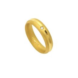 Aliança Anatômica de Ouro 18k 750 com 1 Brilhante de 3.50 Pontos Largura 5.00mm Altura 2.10mm