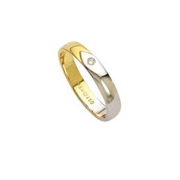 Aliança de Ouro e Ouro Branco 18k 750 com 1 Brilhantes de 2.25 Pontos Largura 4.00mm Altura 1.40mm