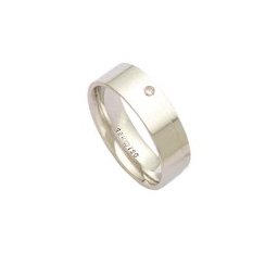 Aliança Anatômica de Ouro Branco 18k 750 com 1 Brilhante de 2.25 Pontos Largura 6.00mm Altura 1.50mm