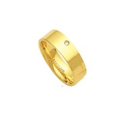 Aliança Anatômica de Ouro 18k 750 com 1 Brilhante de 2.25 Pontos Largura 6.00mm Altura 1.50mm