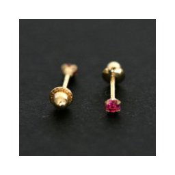 Brinco de Ouro 18k com Pedra de Zirconia Vermelha