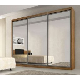Guarda Roupa Amadeirado 3 Portas com Espelho 6 Gavetas