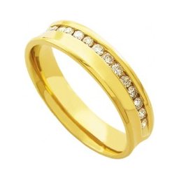 Aliança Anatômica de Ouro 18k 750 com 30 Brilhantes de 2.25 Pontos Largura 5.50mm Altura 1.60mm