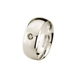 Aliança Anatômica de Prata 8mm com Pedra de Zircônia de 3mm