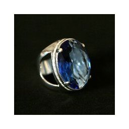 Anel de Prata 925 com Pedra Azul Cristal