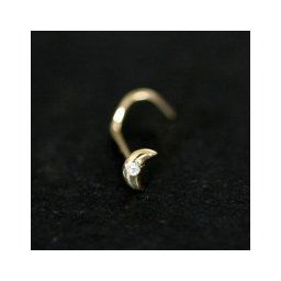Piercing de Ouro 18k 0750 Lua com 1 Pedra de Zirconia