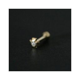 Piercing Microbel de Orelha de Ouro 18k de Cruz de Malta com Pedras Zirconia