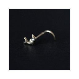 Piercing de Nariz de Ouro 18k Golfinho com 01 Pedra de Zircônia