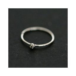 Piercing de Nariz de Ouro Branco 18k de Argola com 01 Pedra Zirconia