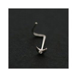 Piercing de Nariz de Ouro Branco 18k de Meia Lua com 01 Pedra Zirconia