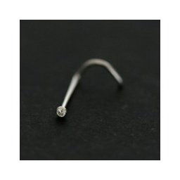 Piercing de Nariz de Ouro Branco 18k de Ponto de Luz Mini com 01 Pedra Zirconia