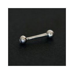 Piercing Microbel de Orelha de Ouro Branco 18k de Reto de Bolinha com Pedras Zirconia