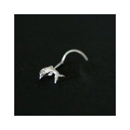 Piercing de Nariz de Ouro 18k Golfinho com 01 Pedra de Zircônia