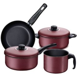 JOGO DE PANELAS 48 PEÇAS EM ALUMINIO TEFLON COR CEREJA - PANELUX