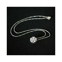 Corrente de Prata 925 com Pingente Flor com Pedra de Zircônia