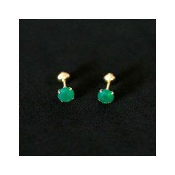 Brinco de Ouro 18k 0750 com Pedra de Zirconia Verde