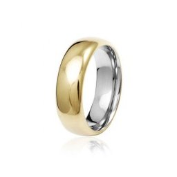 Aliança Anatômica em Aço Inox 7 mm com Capa de Ouro