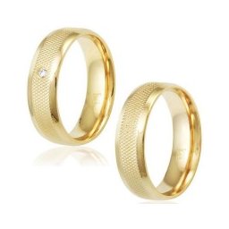 Aliança Folheada a Ouro Recartilhada 6mm / Aliança Folheada a Ouro Recartilhada 6mm com Pedra de Zircônia
