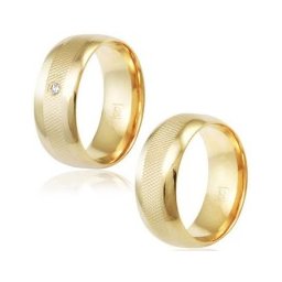 Aliança Folheada a Ouro Recartilhada 8mm / Aliança Folheada a Ouro Recartilhada 8mm com Pedra de Zircônia