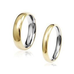 Aliança Anatômica em Aço Inox 3mm com Capa de Ouro / Aliança Anatômica em Aço Inox 5 mm com Capa de Ouro