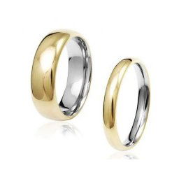 Aliança Anatômica em Aço Inox 3mm com Capa de Ouro / Aliança Anatômica em Aço Inox 7 mm com Capa de Ouro