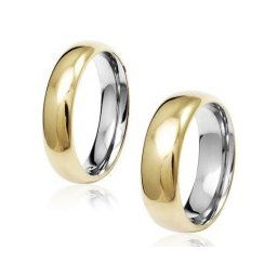 Aliança Anatômica em Aço Inox 5 mm com Capa de Ouro / Aliança Anatômica em Aço Inox 7 mm com Capa de Ouro