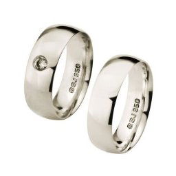 Aliança Anatômica de Prata 6mm Lisa / Aliança Anatômica de Prata 6mm com Pedra de Zircônia de 3mm