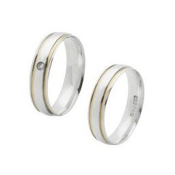 Aliança anatômica 6 mm com 2 fios em prata / Aliança anatômica 6 mm com 2 fios e pedra de zircônia de 2 mm em prata