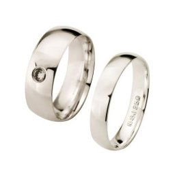 Aliança Anatômica de Prata 4mm Lisa / Aliança Anatômica em Prata 7mm com Pedra de Zircônia