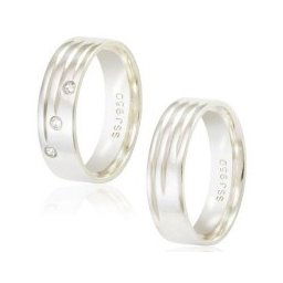 Aliança de prata 925 reta 6 mm trabalhada / Aliança de prata 925 reta 6 mm trabalhada com 3 pedras de 2 mm