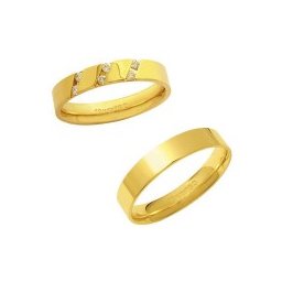 Aliança Anatômica de Ouro 18k 750 Largura 4.00mm Altura 1.20mm / Aliança Anatômica de Ouro 18k 750 com 6 Brilhantes de 2.25 Pontos Largura 4.00mm Altura 1.50mm