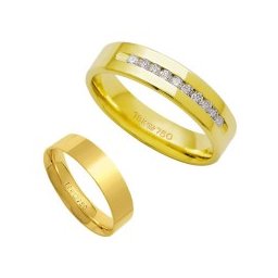 Aliança Anatômica de Ouro 18k 750 Largura 5.00mm Altura 1.30mm / Aliança Anatômica de Ouro 18k 750 com 15 Brilhantes de 2.25 Pontos Largura 5.00mm Altura 1.50mm